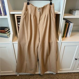 Elegant Tan Women's Wide-Leg Pants